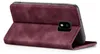 A burgundy flip cover case for a Samsung Galaxy J7 2017 is shown from a side angle, with the cover open. Produktbild-Vorschau