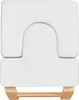 A top-down view of a white yoga headstand bench with wooden legs. Voir les images du produit