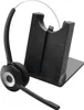 A black Jabra wireless headset and its charging base are shown against a white background. Produktbild-Vorschau