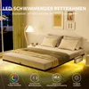 A bedroom scene at night with a bed featuring LED lighting. Produktbild-Vorschau
