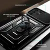 A close-up view of a black phone case with a ring holder, highlighting its features. Produktbild-Vorschau