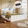 A bedroom scene featuring a white bed with LED lighting and a close-up inset of a USB and Type-C charging port. Anteprima dell’immagine prodotto