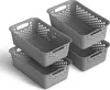 Four gray storage baskets are stacked and arranged in a diagonal formation on a white background. Produktbild-Vorschau