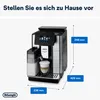 A De'Longhi coffee machine with dimensions indicated by lines and text. Produktbild-Vorschau