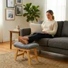 Relaxdays Fußhocker aus Bambus, gepolsterte Fußablage, Produktbild-Vorschau 2