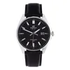 A product shot of a black and silver Casio Edifice watch with a black leather strap, presented on a white background. Voir les images du produit