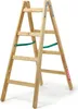 A wooden stepladder is shown against a white background. Voir les images du produit