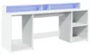 vidaXL LED stôl biely 200x55x91 cm materiál na báze dreva Náhľad obrázku produktu 5