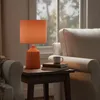 Relaxdays Tischlampe, gemusterter Keramikfuß, Stoffschirm, Produktbild-Vorschau 2