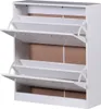 Schuhregal_ 20 Paar Schuhe_ Braun_ 4 Schuhfächer_ einfacher Aufbau_ Spanplatte und Kunststoff - KADIMA DESIGN_Farbe_ Weiß_ Größe_ 75x24x87 cm_#sku_BARWL1.347# Produktbild-Vorschau