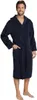 A man wearing a blue hooded bathrobe. Produktbild-Vorschau