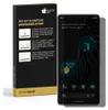 A product box for a screen protector and the screen protector applied to a smartphone. Produktbild-Vorschau