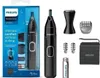 A product shot of a Philips nose trimmer and its accessories, presented in its retail packaging. Podgląd zdjęcia produktu