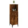 A tall, narrow wooden cabinet with a plant on top and bottles on a shelf. Produktbild-Vorschau