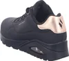 Side view of a black Skechers sneaker with rose gold accents. Anteprima dell’immagine prodotto