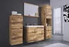 A modern bathroom vanity set with wooden cabinets, a white sink, and a mirror. Anteprima dell’immagine prodotto