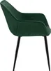 A side view of a single green velvet chair with black legs, isolated on a white background. Anteprima dell’immagine prodotto