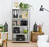 A metal shelving unit filled with various office and decorative items. Náhled obrázku produktu