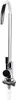 A chrome-plated water faucet with a black handle, mounted on a white background. Produktbild-Vorschau