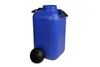 A blue plastic barrel with a black lid next to it, on a white background. Produktbild-Vorschau