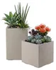 Pot de fleurs sur roulettes, couleur beige, aspect bois, Voir les images du produit 5
