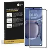 A product box for a screen protector is shown next to a smartphone with the screen protector applied. Produktbild-Vorschau