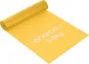 A yellow pilates training band is shown rolled up and partially unrolled on a white background. Produktbild-Vorschau