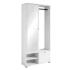 A white wardrobe with a mirror and a hanging rod, shown against a white background. Anteprima dell’immagine prodotto