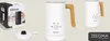 A collage of product images showing a milk frother and its packaging. Produktbild-Vorschau
