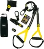 A set of TRX suspension training equipment laid out on a white background. Produktbild-Vorschau