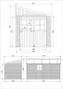 Technical drawings and dimensions of a wooden garden shed. Voir les images du produit
