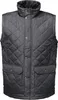 A studio shot of a navy blue quilted vest. Voir les images du produit