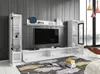 A modern living room with a white entertainment center and TV. Náhľad obrázku produktu