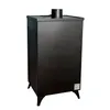 A black wood-burning stove with a chimney pipe on top, standing on four legs. Voir les images du produit