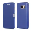Two views of a blue flip cover case for a smartphone, shown against a white background. Produktbild-Vorschau