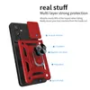A disassembled view of a phone case with labels pointing out its features. Produktbild-Vorschau