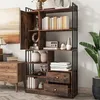 Libreria Sweiko, libreria a 6 ripiani con ante e cassetti Anteprima dell’immagine prodotto 1