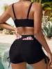 Damen Bikini mit Shorts XL - Cup D - Tankini Set - Schwarz Produktbild-Vorschau 6