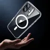 A clear iPhone case with a magnetic ring is shown floating above a hand against a dark background. Náhľad obrázku produktu