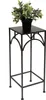 A black metal plant stand with a potted plant on top, isolated on a white background. Náhled obrázku produktu