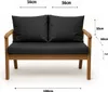 A front view of a two-seater sofa with cushions, showing dimensions. Produktbild-Vorschau