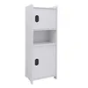 A white cabinet with two doors and an open shelf in between, shown against a white background. Produktbild-Vorschau