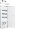 A white electrical distribution board with its door open, showing internal components and some accessories laid out above. Podgląd zdjęcia produktu