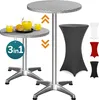 Two adjustable height bar tables with different colored covers displayed next to them. Anteprima dell’immagine prodotto