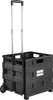 A black foldable shopping trolley with a telescopic handle and wheels, shown against a white background. Voir les images du produit