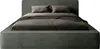 A bed with pillows and a blanket, shown from the front. Produktbild-Vorschau