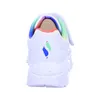 The back view of a white sneaker with rainbow accents. Produktbild-Vorschau