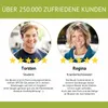 Two customer testimonials with photos and star ratings. Produktbild-Vorschau