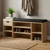 FineBuy lavica na topánky do predsiene hnedá 100 cm s Náhľad obrázku produktu 1