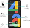 A smartphone screen displaying a colorful graphic and various feature callouts. Produktbild-Vorschau